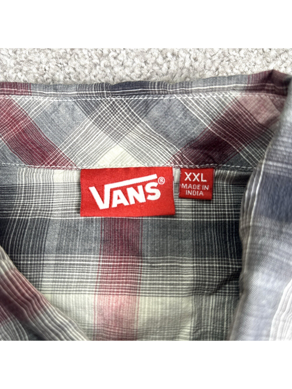 Vans Shirt Mens XXL 2XL Red Gray Plaid Western Snap Button LS Skate Western - Picture 5 of 9